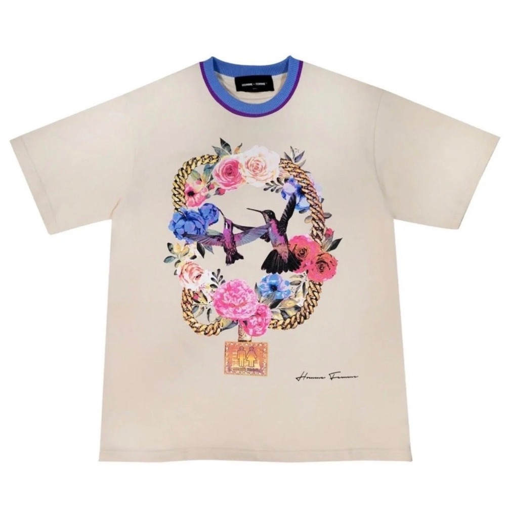 Homme + Femme | Paradise Chain Hummingbird Tee Oversize Medium Ivory Graphic - Picture 2 of 8